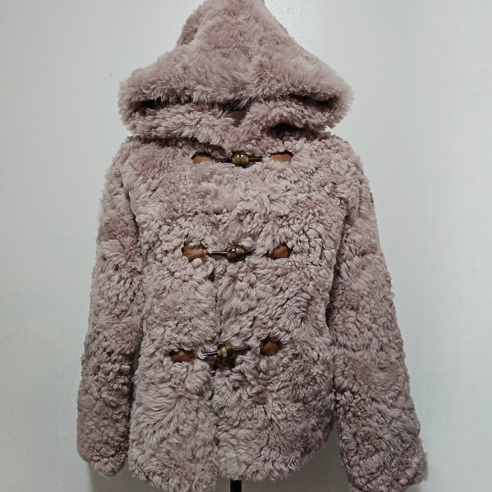 NewReal Merino Toscana Sheepskin Lamb Fur Coat Jacket Dusky Purple Lilac Grey
